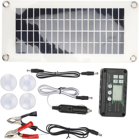 Kit de panneau solaire pour camping-car, chargeur de batterie 30 W en polysilicium PET avec contrôleur de tension de charge 50 A pour cabines, bateaux et autres engins marins (1/5)
