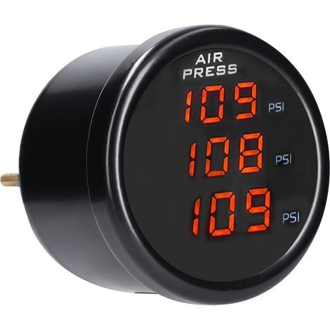 Zoternen Manomètre de pression d'air à triple affichage, manomètre numérique à LED, 0-220 psi, avec 3 capteurs 1/8 NPT (1/5)