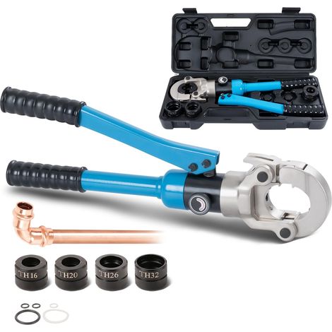 Teeno – Pince à sertir hydraulique 10T – Tête rotative 360° – Pour tubes en composite et cuivre – Poignée ergonomique antidérapante