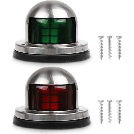 [NUNCA USADO]Luces de navegación LED universales de acero inoxidable de 12 V, rojas y verdes, para yates, barcos marinos, 2 unidades. (1/5)