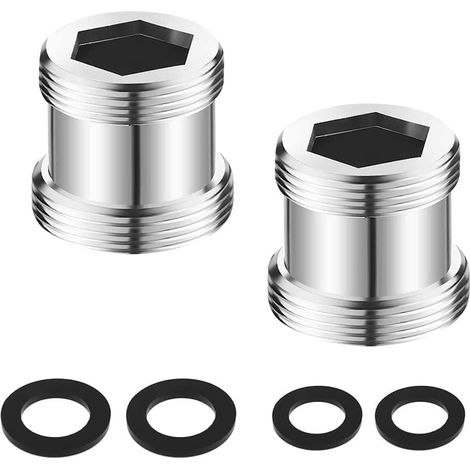4 Stück Wasserhahn Adapter M20 auf M22, Gewindeadapter für Außengewinde M20 und M22 mit Gummidichtung Messing für Luftsprudler und Waschbecken