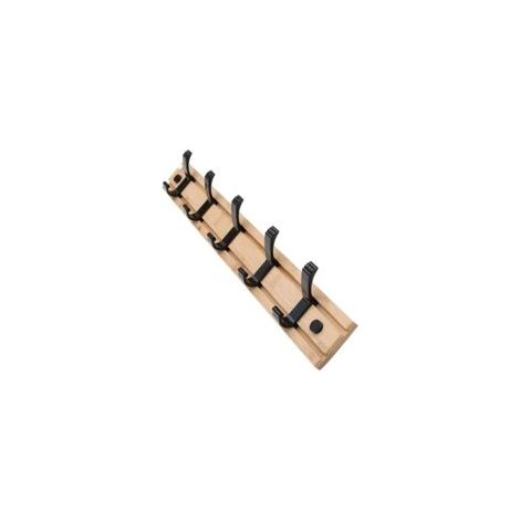 Wandgarderobe aus Holz mit verschiebbaren Haken und verstellbarem Abstand - Crezuo