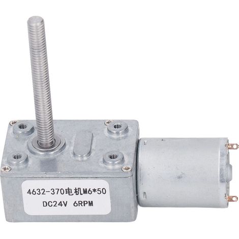 Moteur à engrenage à vis sans fin CC 4632-370 M6 x 50 mm 6 tr/min, réducteur miniature à vis sans fin en laiton et aluminium pour treuils 24 V