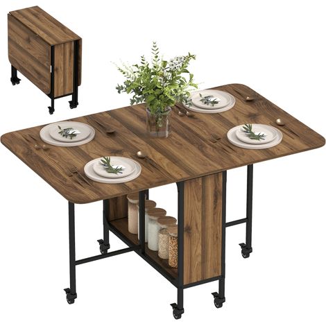 Six-Person Drop Leaf Dining Table - Brown/Black (1/5)