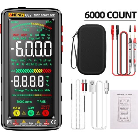 Multimètre numérique intelligent rechargeable Mesure tension, courant, résistance, diode, fréquence Protection anti-brûlure, mode intelligent (1/5)