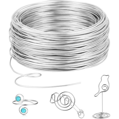Fil d'artisanat en Aluminium 3mm X 15M, Flexible Fil Aluminium Argent, Fil d'aluminium Pour L'Artisanat Et La Fabrication De Bijoux (1/5)