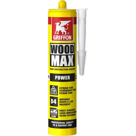 Wood Max Power colle à bois sans solvant ni PU - cartouche 380 G
