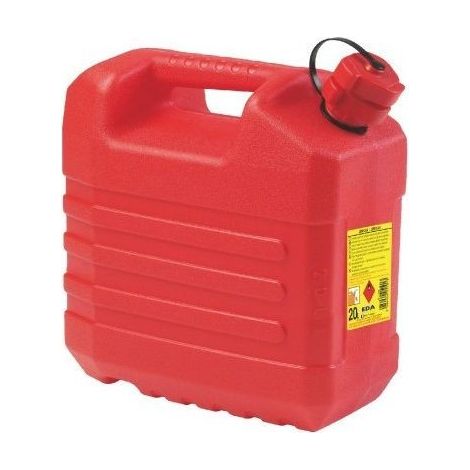 Jerrican plastique hydrocarbure 20L – Polyéthylène haute densité – Bec verseur rigide intégré – Homologué norme UN – Pour stockage carburant (1/5)