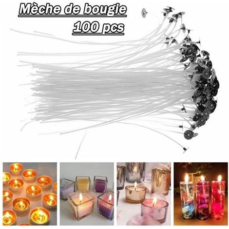 100pcs 10cm Mèche de Bougie Coton Mèches Pré Ciré Mèches Bougies Ciré pour la Fabrication Bougie (1/4)