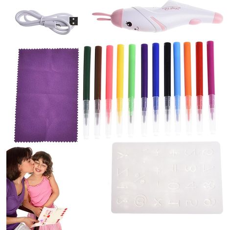 Marqueur de stylo de peinture en aérosol,Kit aérographe  électrique sans fil  Stylos aquarelle aérographe sans fil électriques rechargeables pour garçon et fille de 3 ans (1/5)