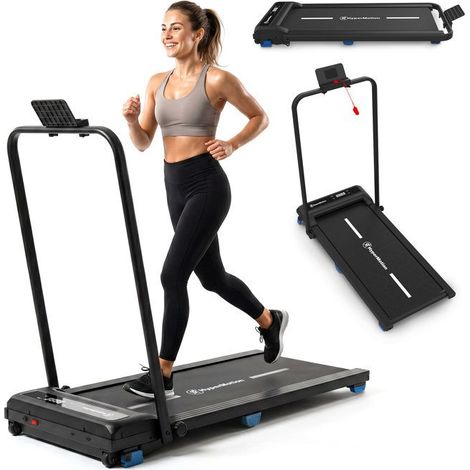 Laufband und Laufmaschine 2 in 1 aus Stahl und ABS, ultra-flach, 10 km/h, Maße 109x56,2 cm, schwarz
