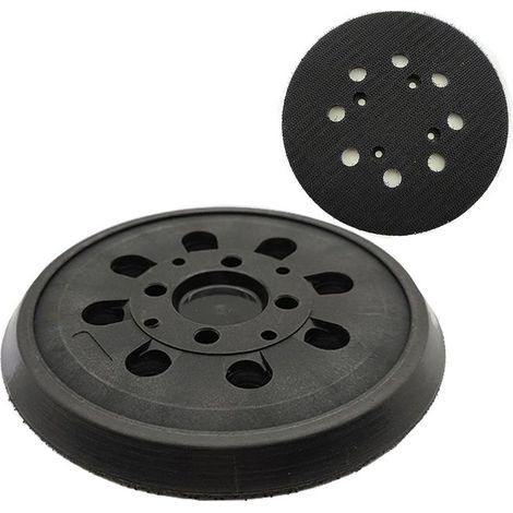 Plateau Ponceuse pour Bosch PEX 300/400 AE, Plateau de Poncage 125mm, 8 Trous avec Hook et Loop, Compatible avec Ponceuse Bosch (Noir) (1/4)