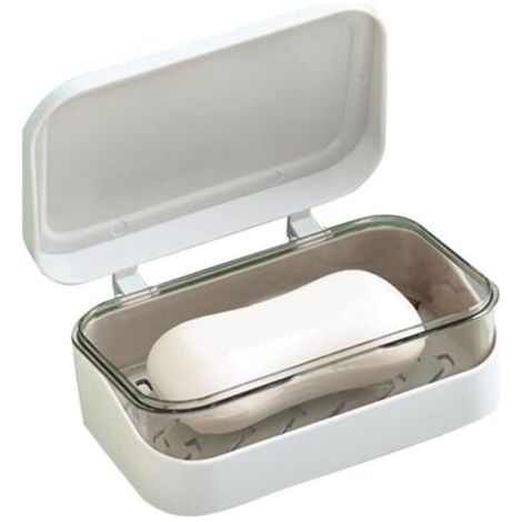 Porte-savon avec couvercle, plateau de drainage, récipient résistant à la poussière, base antidérapante et imperméable, pour évier de cuisine, salle de bain, baignoire, camping, vaisselle, voyage