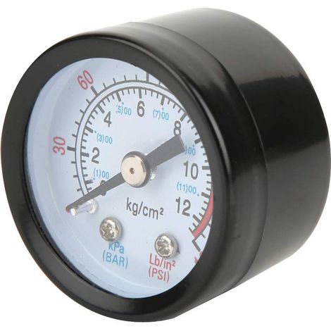Manomètre Compresseur Air - 1 Pièce - Boîtier Fer - Mesure 0-12 Bar - Vis et Piston - Noir 42mm (1/5)