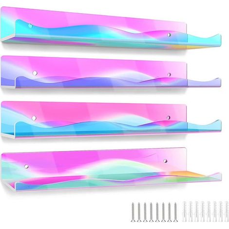 4er-Set Regenbogen-Acryl-Wandregale für Kinderzimmer, multifunktionale, farbenfrohe Acryl-Wandregale zur Aufbewahrung im Haushalt, Wandregale (1/5)