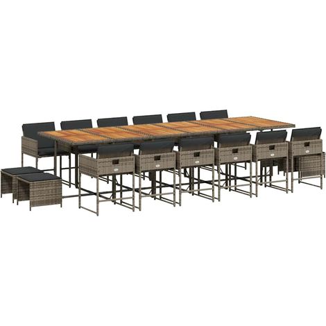 Maison Exclusive - Set da Pranzo da Giardino 17pz con Cuscini Grigio in Polyrattan
