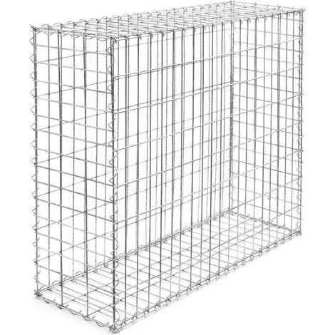 Wiltec Gabione 100 x 80 x 30 cm aus Drahtgitter, feuerverzinkter Gabionenzaun, Steinkorb für Gabionenwand, Gabionen Sichtschutz und Gabionen Hochbeet (1/5)
