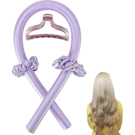 Bandeau de bigoudis sans chaleur, bigoudis sans chaleur avec pince à cheveux, outils de coiffure en soie douce à faire soi-même (1/5)