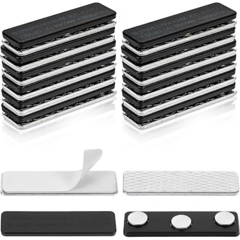 Lot de 12 porte-badges magnétiques avec adhésif, clips aimantés pour stores occultants, accessoires de fixation pour stores, porte-badge noir