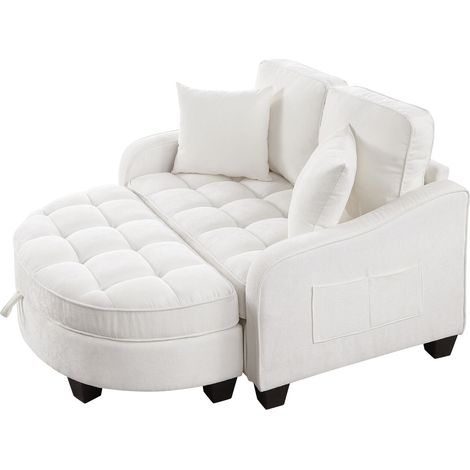 Divano letto 2 in 1 in legno di eucalipto beige HOMVRA (1/5)