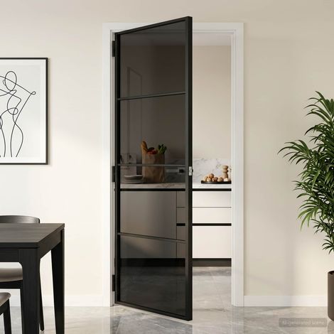 Porte intérieure 83 x 201,5 cm Verre trempé et aluminium (1/5)