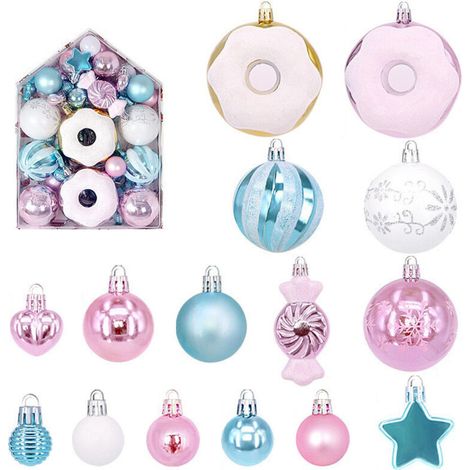 Jeffergarden Boules de Noël décoratives, boules rondes peintes de forme irrégulière, présentées dans une boîte, décorations pour sapin de Noël.
