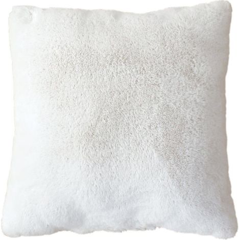 Coussin Déco Imitation Fourrure "Rabbit" 40x40cm Blanc