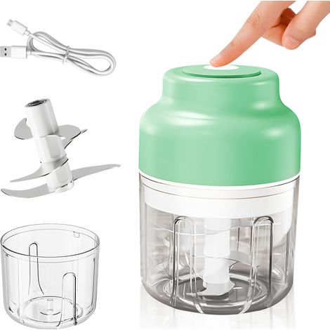 Picadora eléctrica, picadora multifuncional, cortadora de cebolla, picadora de cebolla de 320 ml, picadora de cebolla USB, picadora de cebolla eléctrica, picadora universal (con 6 cuchillas de acero i