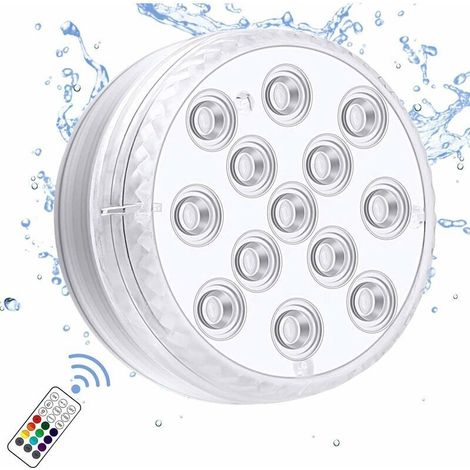 Lampes À Led Submersibles Avec Aimant Puissant, Télécommande Rf, 13 Lampes De Piscine À Led Sous-Marines Ip68 Étanche, Lumière De Bassin À Piles Pour Baignoire, Douche, Bain À Remous, Fête (1