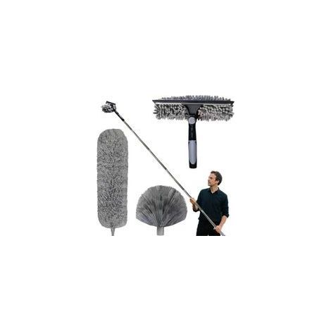 Plumeau Telescopique 6m, Tete De Loup Telescopique avec Extension RéGlable 1.5-6m, Balai AraignéE Tete De Loup Telescopique, Raclette De FenêTre, TêTe De Plumeau en Chenille pour Plafonds, Stores