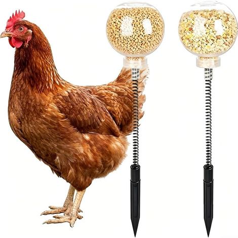 Lot de 2 jouets de picage de poulet à suspendre pour distributeur de friandises de volaille, comportement naturel, design robuste, utilisation dans le jardin (1/5)