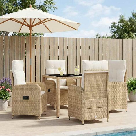 vidaXL Outdoortisch-Set 5 pcs Beige und Cremeweiß 90 x 90 x 75 cm (1/5)