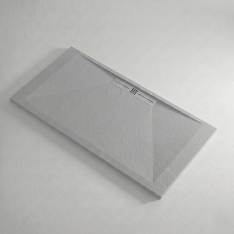 Mineralguss-Duschwanne extra flach EDIS Schieferoptik GRAU 80x90 cm Auslaufschutz in Farbe (1/4)