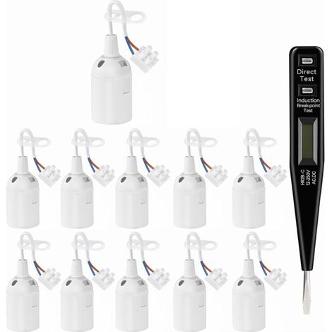 11 Stück E27 weiße Fassung, E27 Renovierungsfassung, 250V 4A Lampenfassung mit Kabel, Baustellenfassung, Bajonettadapter für LED- und Halogenlampen.