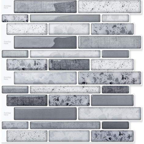 10 Stück Wandaufkleber, selbstklebende Wandfliesen, Küchenrückwand, Marmor-Wandaufkleber – 30 x 30 cm – Grau FLITI (1/4)