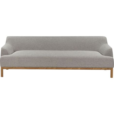 Canapé 3 Places Pieds en Bois Meuble Salon en Tissu Polyester Gris Sosjo
