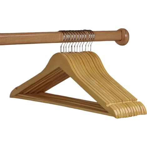 Cintre en bois massif antidérapant, cintre d'hôtel en bois sans couture, pince à pantalon, support à vêtements, cintre rétro pour vêtements d'enfants (1/5)