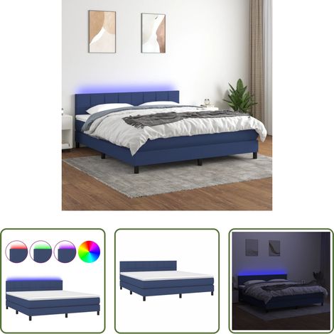 vidaXL LED - Boxspringbett mit Matratze & LED Blau 180x200 cm Stoff (1/5)