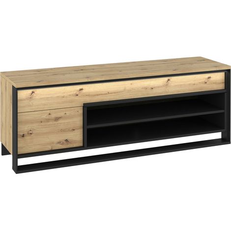Meuble TV Luliru 103 , Le nombre de portes: 1, Nombre de tiroirs: 2, 155x55x41cm, LED: Disponible (1/4)