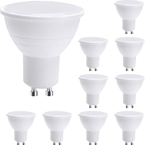 GU10 LED-Spotlampen, 7 W kaltweiß (entspricht 50 W Halogenlampe), Energiesparlampe, 600 lm, 120° Abstrahlwinkel, nicht dimmbar, 10er-Packung