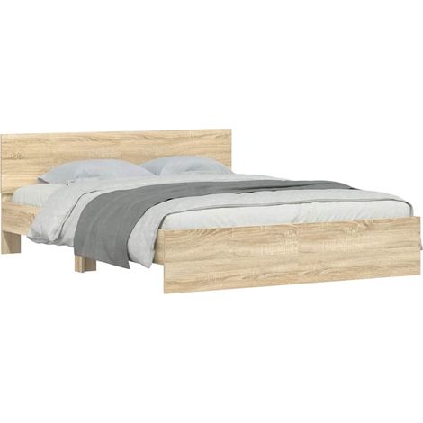 Bed Frame  Sonoma oak  Engineered wood, Plywood  Double  Modern vidaXL