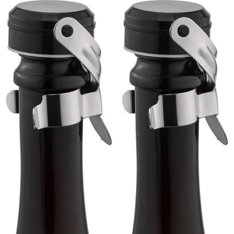 Bouchons pour bouteilles de champagne - Acier inoxydable - Lot de 4 - Argenté - Réutilisables - Fermeture étanche (1/5)