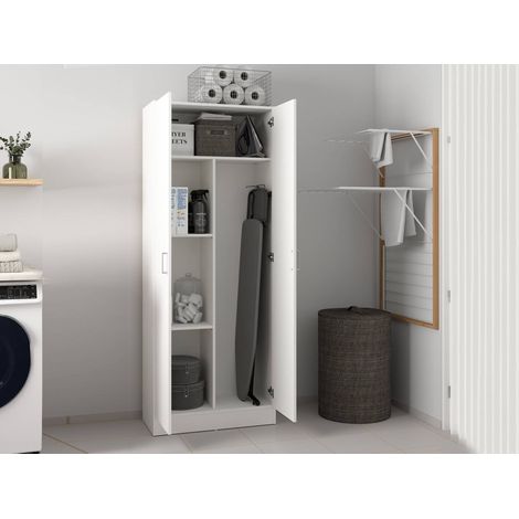 Soresina Mehrzweckschrank, 2 Türen, 3 Einlegeböden, 34,6x180h cm, Weiß