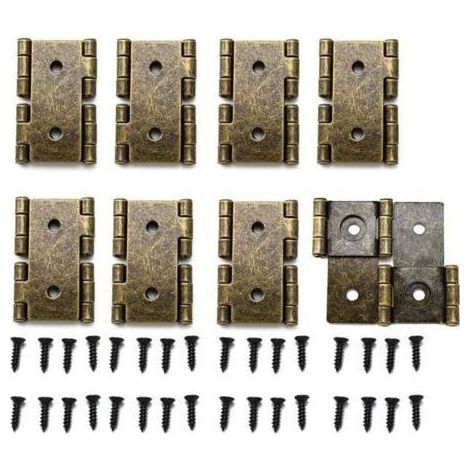Lot de 8 charnières de porte pliantes style rétro avec vis de montage Bronze (1/5)