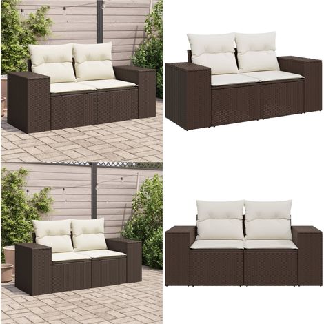 vidaXL Gartensofa mit Kissen 2-Sitzer Braun Poly Rattan (1/5)