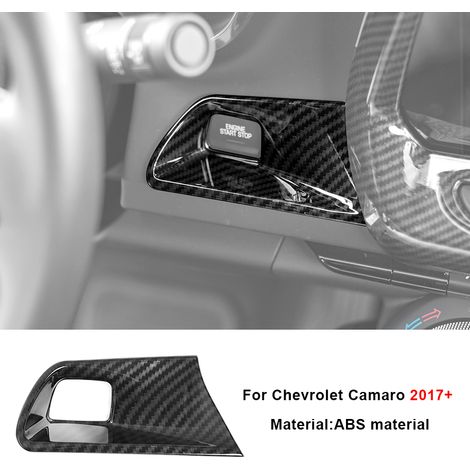 (Un bouton de démarrage) Garniture décorative de levier de vitesses pour console centrale de volant en fibre de carbone ABS, compatible avec les accessoires intérieurs Chevrolet Camaro 2017+ (1/5)
