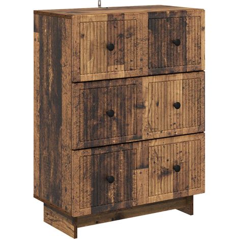 vidaXL  Drawer Cabinet  Old Wood 66 x 34.5 x 90 cm Engineered Wood