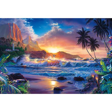 Papier peint panoramique plage vent coucher de soleil | Tapisserie panoramique coloré salon | Papier peint panoramique foret féerique effet animé - 384 X 260 cm (8 pièces) (1/2)