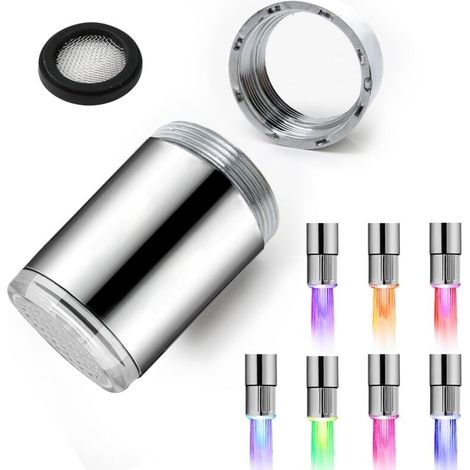 Pack Colorful LED Water Taps, 7 Color Changing Faucet Nozzle, LED Light Tap, Faucet for Restaurants, Homes, Kitchens and Bathrooms MUMU (1/4)
