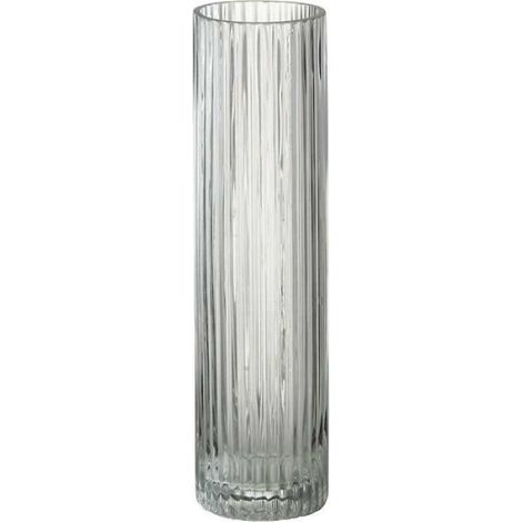 Vase cylindrique lignes verre 8cm Transparent